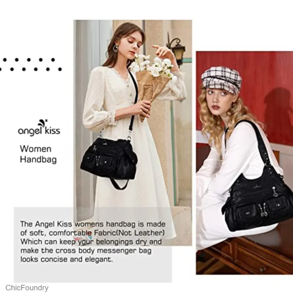 Medium Hobo Shoulder Bag PU Leather Crossbody with Adjustable Strap